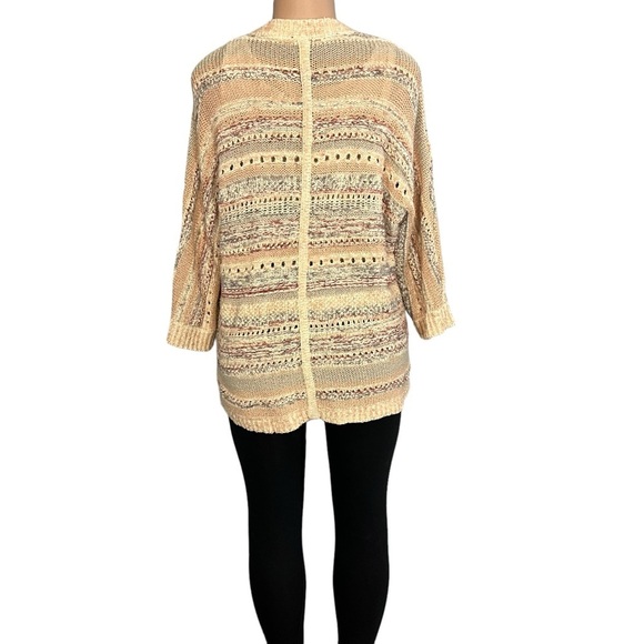 Chicos Open Front Knit Cream and Pink Cardigan - Picture 7 of 8